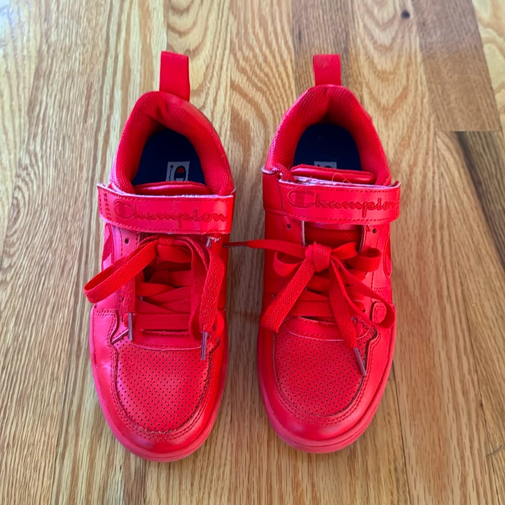 Champion Girls Red Lace Up and Velcro Sneakers Size 4.5